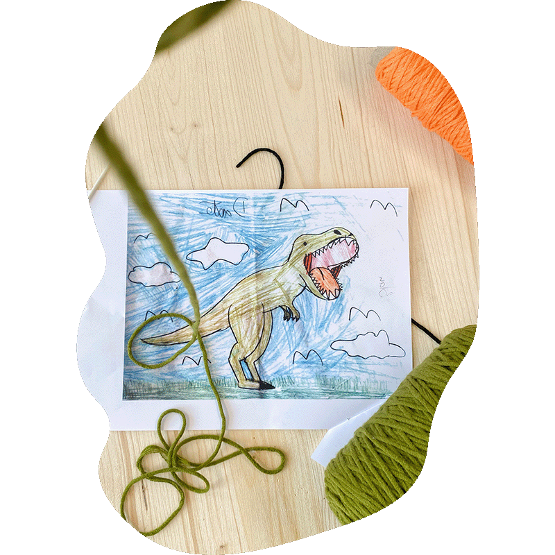 Kinderzeichnung Dinosauriers Vorlage für Teppich